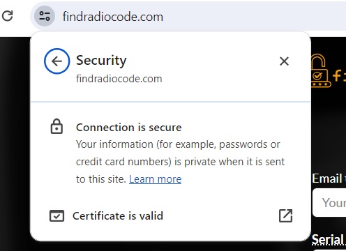 SSL sertificate for find radio code online